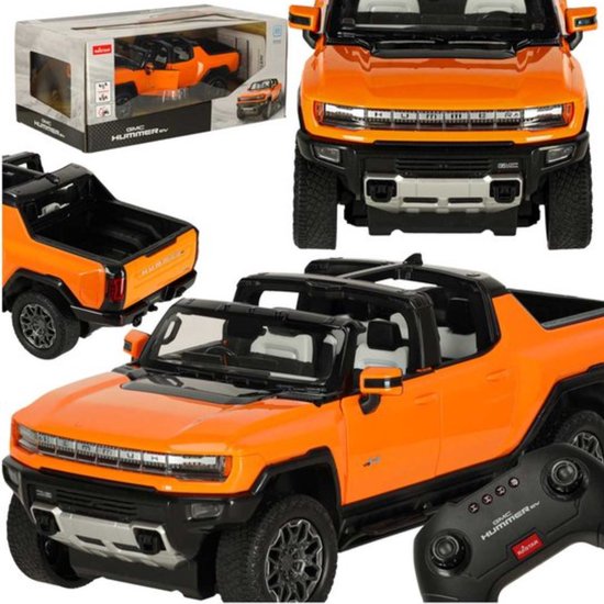 Rastar - Hummer EV 1:16 Oranje RC Auto – Bestuurbare Auto - Sterke Radiografisch Bestuurbare Terreinwagen met Realistische Details – Duurzaam Ontwerp voor Binnen en Buiten – Perfect Cadeau voor Autoliefhebbers – Met Ebook