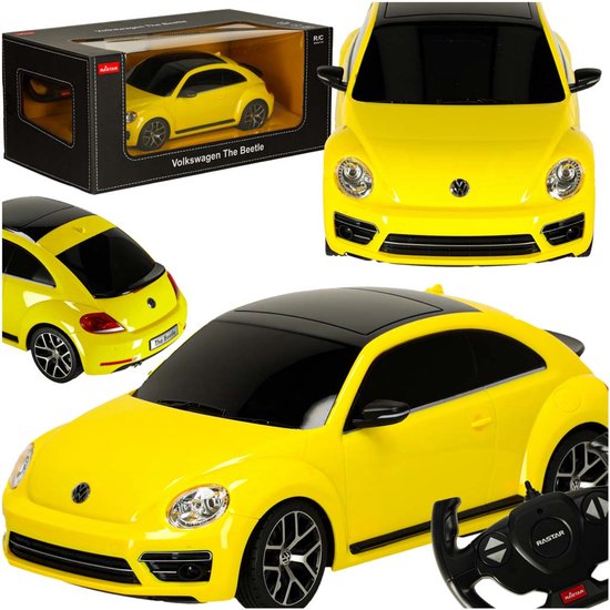 Rastar - Volkswagen Kever 1:14 Geel RC Auto – Bestuurbare Auto - Nostalgische Radiografisch Bestuurbare Auto met Gedetailleerd Design – Perfect Speelgoed voor Kinderen en Verzamelobject voor Fans van Klassiekers – Met Ebook
