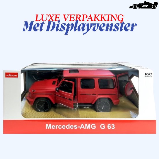 Rastar Mercedes-Benz G63 AMG RC Auto Rood – Bestuurbare Auto - Afstandsbestuurbare Luxe SUV 1:14 met 2.4G Besturing, Openende Deuren, LED Lichten & Realistisch Interieur – Offroad Speelgoedauto voor Kinderen 3+ Met Ebook