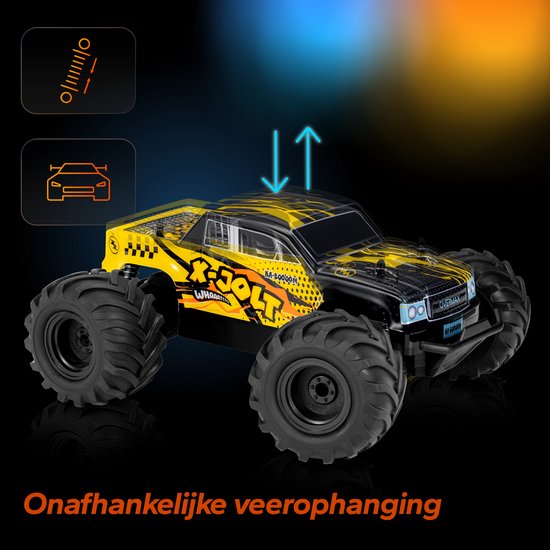 Overmax X-Jolt RC Auto – 20 km/u – Achterwielaandrijving, 2 Accu’s tot 30 min Rijtijd, Vering, Stootbumper, Offroad Banden, Plooibare Snelheidsregeling, Ergonomische Afstandsbediening – Racewagen voor Kinderen & Volwassenen