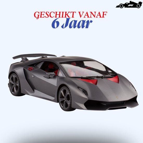 Rastar RC Auto 1:14 Lamborghini Sesto Elemento Grijs – Bestuurbare Auto - Luxe Afstandsbediende Sportwagen Voor Kinderen En Volwassenen – Realistisch Design Met Verlichting En Precisiebediening – Verzamelmodel Met CE Keurmerk – Met Ebook