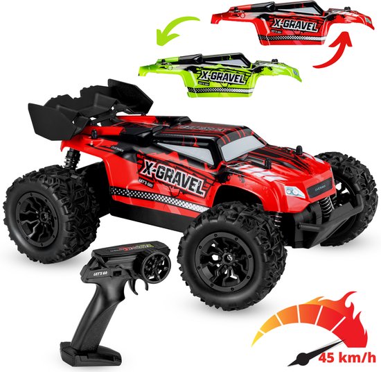 Overmax X-Gravel RC Auto – 1:16 Terenauto 20 km/u – Achterwielaandrijving, Vering, 2 Accu’s tot 30 min Speeltijd, 2 Carrosserieën – Offroad Racewagen voor Kinderen & Volwassenen