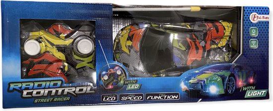 Toi-Toys Radiografisch Bestuurbare Street Racer | Volledige Functie | Hoge Snelheid  | LED Kleur
