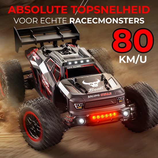 DreamGoods Bestuurbare RC Auto - 80km/h - PRO MAX - Top Speed Race Auto - 1:20 Offroad Drift Car - Afstandbestuurbaar - Radiografisch - Waterdicht - Bestuurbare Auto voor Buiten - RC Auto Volwassenen - 50 / 80 km per uur - voor Jongens