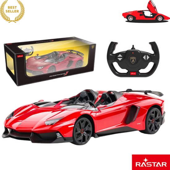 Rastar RC Auto 1:12 Lamborghini Aventador Cabrio Rood – Bestuurbare Auto - RC Auto - Luxe Afstandsbediende Sportwagen Voor Kinderen En Volwassenen – Realistisch Schaalmodel Met Verlichting En Precisiebediening – Met Ebook