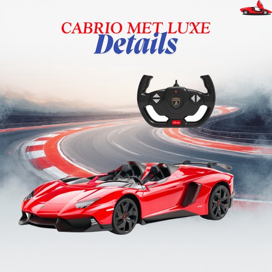 Rastar RC Auto 1:12 Lamborghini Aventador Cabrio Rood – Bestuurbare Auto - RC Auto - Luxe Afstandsbediende Sportwagen Voor Kinderen En Volwassenen – Realistisch Schaalmodel Met Verlichting En Precisiebediening – Met Ebook