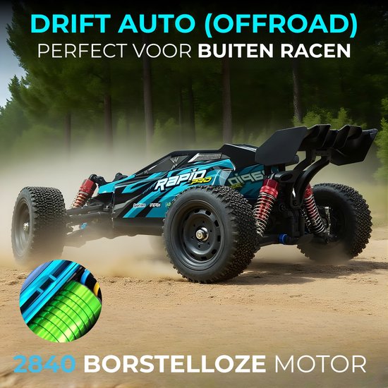 DreamGoods Bestuurbare RC Auto - 70km/h - ULTIMATE EDITION - Top Speed Race Auto - 1:20 Offroad Drift Car - Afstandbestuurbaar - Radiografisch - Waterdicht - Bestuurbare Auto voor Buiten - RC Auto Volwassenen - Meer dan 50 km per uur - voor Jongens