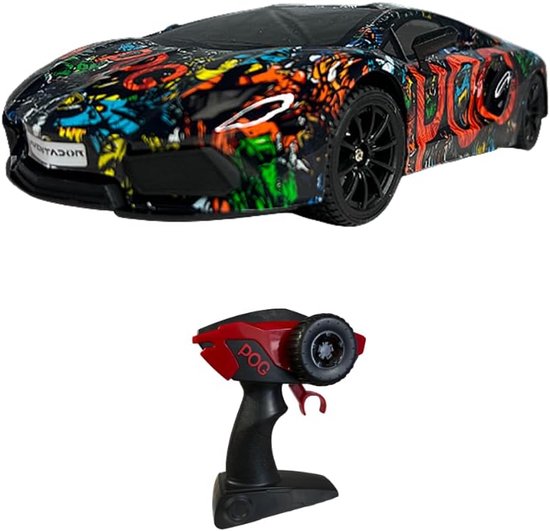 KOO Be Blip POGTADOR 1/16e – op afstand bestuurbare auto – oplaadbare batterij – ledverlichting – afstandsbediening met 3 batterijen (niet meegeleverd) – 2,4 GHz – 14 km/u – vanaf 5 jaar –