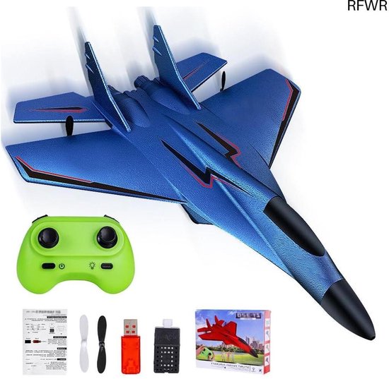 RFWR® RC-vliegtuig met Afstandsbediening en LED Licht - 2-Kanaals 2,4 GHz