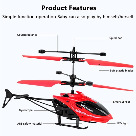 RC Helicopter voor Jongens en Meisjes – Drone Speelgoed voor Kinderen vanaf 6 Jaar, Infrarood Inductie Mini Helicopter, Start met Eén Knop, Vliegend Speelgoed voor Kinderen Indsutrialhome
