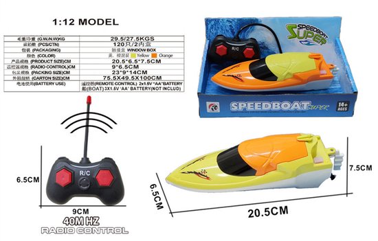 RC Speedboot 40MHz - Afstandsbediening - Kindvriendelijk - Duurzaam en Stabiel - Topsnelheid 5 km/u - Bereik 15 meter