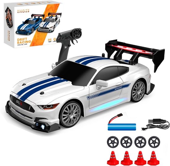 Afstandsbedienbare Drift Auto 1:24 - 20 km/u & 4WD - Met LED Verlichting - 2.4GHz Besturing