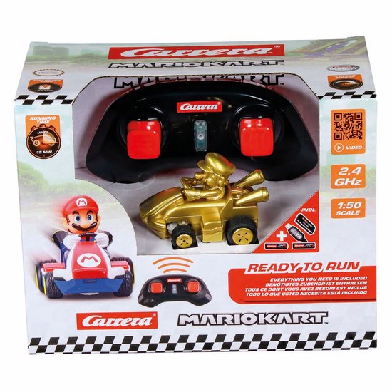 Carrera RC voertuig Auto - RC Auto Mini - Mario Kart - Gold Mario - 6,2cm Lang - 2,4GHz RC Model Kant en Klaar - Carrera -