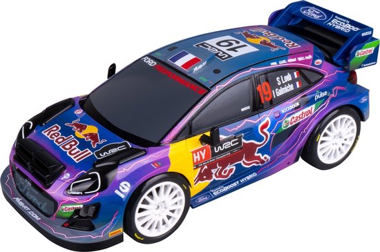 Nikko RC Auto Rally - Night Mode M-Sport Ford Puma #19 – RC Voertuig 29 cm – LED Verlichting – Vanaf 6 jaar – Blauw/Paars 1:18