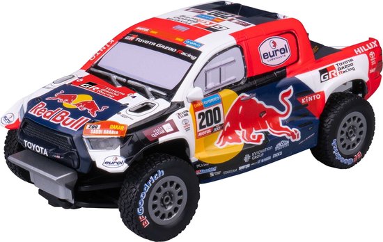 Nikko RC Auto Dakar Rally Night Mode Toyota Gazoo Racing Al-Attiyah - RC voertuig 9 km/h - LED Verlichting - vanaf 6 Jaar - Blauw/Rood 1:18