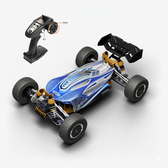 HUNTER Racing RC Auto 1:14 - 4x4 Blauwe Offroad Monster Truck - 70 km/u - Brushless Motor - RTR Ready to Run - 2.4GHz - Metalen Chassis & Schokdempers - Hoge Snelheid Afstandsbediening Auto - Voor 14+