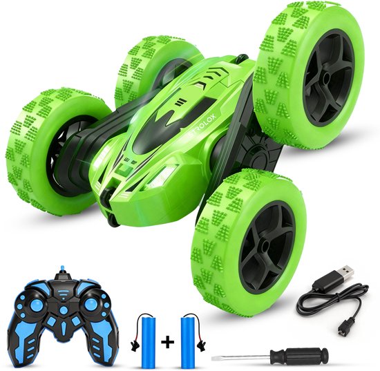 Strolox RC bestuurbare auto All-Terrain - Afstandsbestuurbare - RC Auto voor buiten - Speelgoed Autos Jongens - Buitenspeelgoed - Race Car Land - stootbestendig - Radiografisch - met 2 accu's Groen