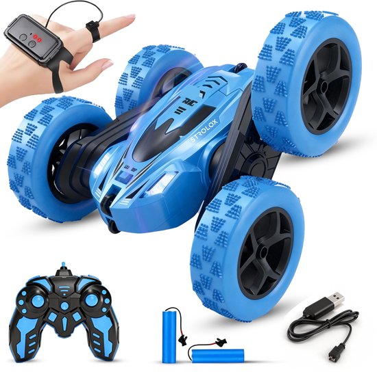 Strolox RC bestuurbare auto All-Terrain - Afstandsbestuurbare - RC Auto voor buiten - Speelgoed Autos Jongens - Buitenspeelgoed - Race Car Land - stootbestendig - Radiografisch - met 2 accu's blauw