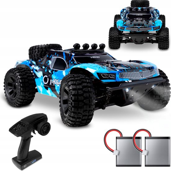 Overmax Hooligan - Bestuurbare Auto - 4x4 wielaandrijving - 35km/h - All-Terrain - Schaal 1:10 - 40 minuten Speelplezier - Bereik tot 100 meter - 2 Oplaadbare Accu's - Race Offroad RC Auto Volwassenen & Kinderen - Afstandsbestuurbare Auto voor Buiten