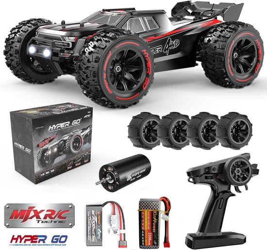 MJX Hyper Go 14210 – 4WD Brushless Truggy – Inclusief Extra 3S Accu Oplader, Set Banden & Body Shell – Radiografisch Bestuurbare Terreinwagen