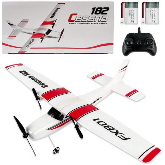 Fei Xiong FX-801 - RC Vliegtuig Cessna 182 - 2.4GHz - EPP Schuim - 100 Meter Bereik - Wit/Rood