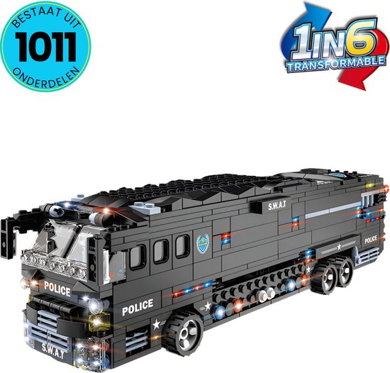 Politiebus Speelgoed Set Geschikt Voor LEGO - Vanaf 6 Jaar - 1011 Bouwstenen - SWAT- 6 in 1 - Bouwset - STEM Speelgoed - Bouwsets - Bouwspeelgoed - Inclusief Handleiding