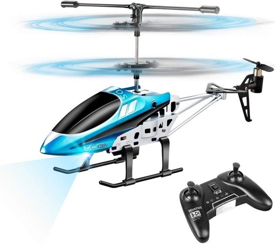 VATOS YD-927 RC Helikopter Blauw - 2.4GHz 3 Kanaals - Binnen & Buiten - LED Verlichting - Gyroscoop Zweeffunctie - RC Vliegtuig Speelgoed Voor Kinderen 8+