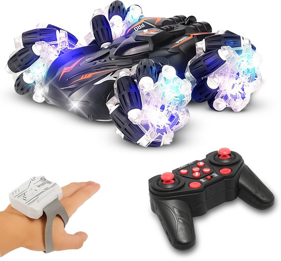 Yammii | Bestuurbare Auto - RC Drift Auto - RC Stunt Car met Afstandsbediening en Polsbesturing - 1u Speelplezier ingebouwde Accu - 100 meter bereik - RC Auto - Zwart