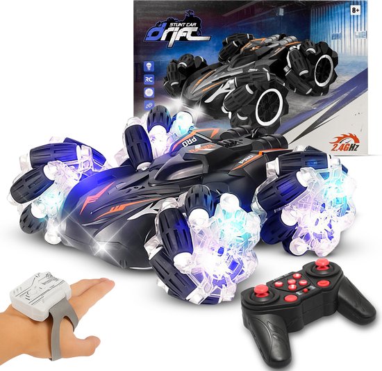 Yammii | Bestuurbare Auto - RC Auto - RC Car met Afstandsbediening en Polsbesturing - 1u Speelplezier ingebouwde Accu - 100 meter bereik - RC Drift Auto - Zwart