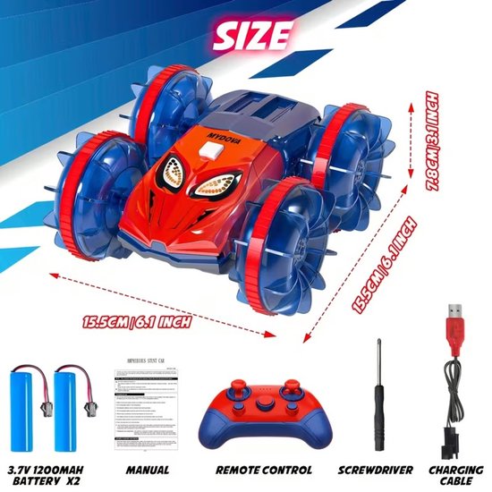 UrbanStox AquaRacer X4 – RC Amfibische Stuntauto – 4WD Monstertruck – 360° Rotatie – Inclusief 2 Batterijen & Afstandsbediening