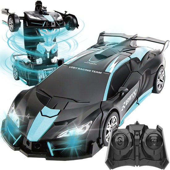 Afstandsbestuurbare auto - Rc auto - Transformerend -2 in 1 Robot en auto - Race Drift Car - Blauw