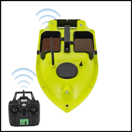 Draagbare visvoerboot GPS – RC afstandsbediening – 2 x 5200 mAh Li-ion batterijen – 99 positioneringspunten – LED verlichting – ABS waterdicht – groene uitvoering