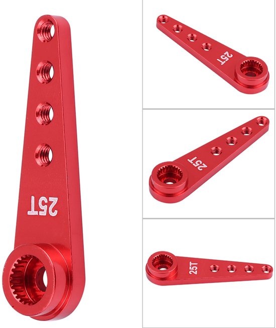 CNC-bewerking van aluminiumlegering 25T servoarm voor WPL 1627 RC-truck (rood)