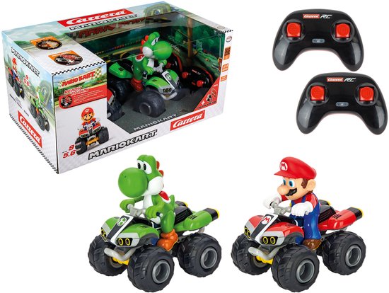 Carrera RC voertuig Auto - RC Mario Kart - Mario - Yoshi Twinpack - Quad - Schaal 1:20 - 19,5cm - 2,4GHz RC Model Kant en Klaar - Carrera Bestuurbare Auto