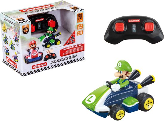 Carrera RC voertuig Auto - RC Auto Mini - Mario Kart - Luigi - 6,2cm Lang - 2,4GHz RC Model Kant en Klaar - Carrera Bestuurbare Auto