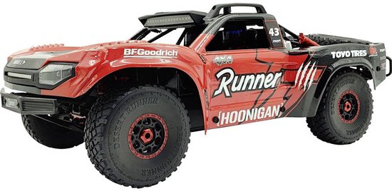 1:7 RC auto Elektro Short Course Runner Rood/zwart Brushless 4WD RTR 2,4 GHz Met lichteffect, Gelakt