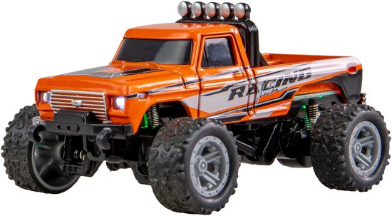 Amewi Oranje Brushed 1:64 RC auto Elektro Monstertruck Achterwielaandrijving RTR 2,4 GHz Met lichteffect, Incl. accu en