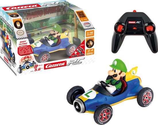Carrera RC voertuig Auto - RC Mario Kart - Mach8 - Luigi - Schaal 1:18 - 2,4GHz RC Model Kant en Klaar - Carrera Bestuurbare Auto