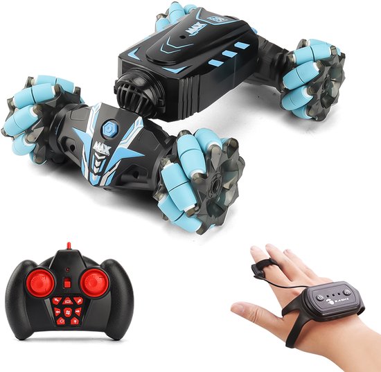 RC Stunt Auto 4WD 2.4GHz Horloge Bewegingssensor Bediening Vervormbare Auto All-Terrain Auto-demo voor Kinderen met Spuitlicht Muziek