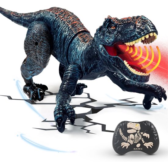 HAWX Bestuurbare Dino - Dinosaurus Speelgoed - RC Dino - RC Auto - Jurassic World - Kinderspeelgoed - T-Rex Speelgoed - Cadeau voor Jongens - 6, 7, 8, 9, 10+ Jaar