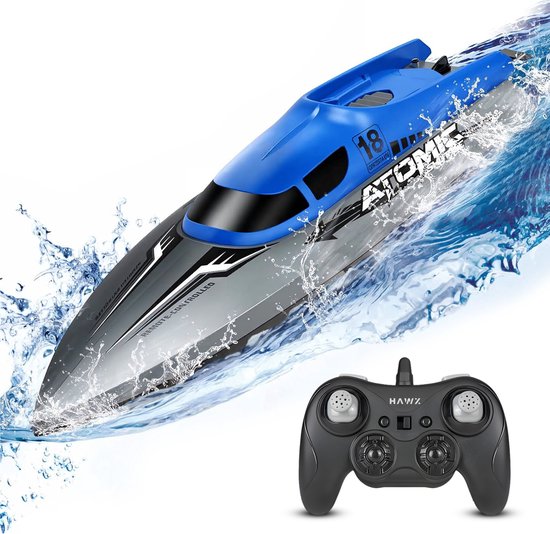 HAWX Bestuurbare Boot - RC Boot - 45KM/U - Speedboot - Bereik van 150M - Speelgoed vanaf 5 jaar - voor Jongens en Volwassenen - Incl. 2 Batterijen - Blauw