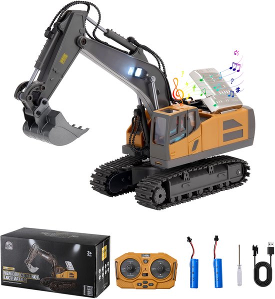 VEVOR Afstandsbediening Graafmachine Speelgoed 11 Kanaals 1:20 Schaal RC Graafmachine Graafmachine
