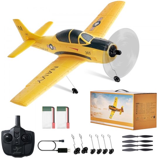 Radiografisch Vliegtuig - RC RTF 4-kanaals Trainer/Zweefvliegtuig - 2,4 GHz - 6-assige Gyrostabilisator - Inclusief 2 Batterijen - Makkelijk te Vliegen - Voor Beginners