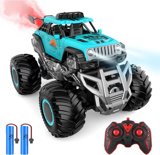 Auto op Afstandsbediening - Op Afstand Bestuurbare Auto - Op Afstand Bestuurbare Monstertruck - 2,4 Ghz Terreinwagens - Op Afstand Bestuurbare Auto Met 2 Batterijen - Spuitbus RC-Truck - Voor Jongens Van 4-7 En 8-12 Jaar En Meisjes