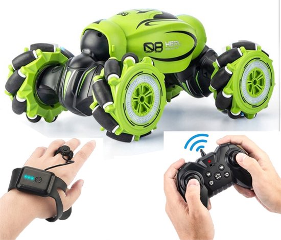 Stuntauto met Afstandsbediening of Polshorloge Led lights Sound effects High Speed Vervormbaar model