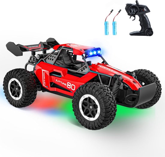 Auto op Afstandsbediening - Op Afstand Bestuurbare Terreinwagen - 2,4 Ghz RC-Auto - Met Afstandsbediening Voor Kinderen Van 3, 4, 5, 6, 7+ Jaar - 2 WD 20 Km/U Met LED - Legering Op Schaal - Radiografisch Bestuurbare Speelgoedauto - Cadeau