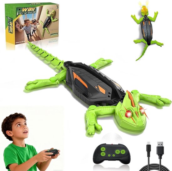 Kraftverdia - Bestuurbare RC Auto - Robot Speelgoed Binnen - Muurklimmende Gekko - Bestuurbaar Dino Car - Afstandbestuurbaar Dinosaurus Speelgoed voor Jongens & Meisjes - Kinderspeelgoed 3tot10 + Jaar - Kinder Peuter Spellen Cadeau Kind