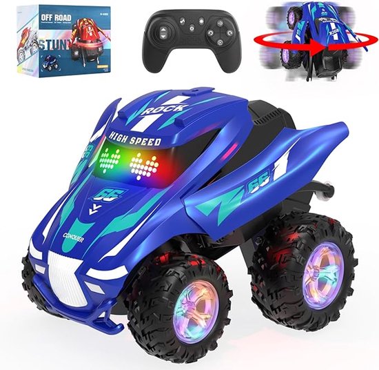 Bestuurbare RC Auto - Lopende en dansende Rc-auto - Rc-auto met kleurrijke lichtspray - All Terrain Drift Stunt Auto met 360° Draaien - muzikale Rc-auto - stunt Rc-auto - Blauw