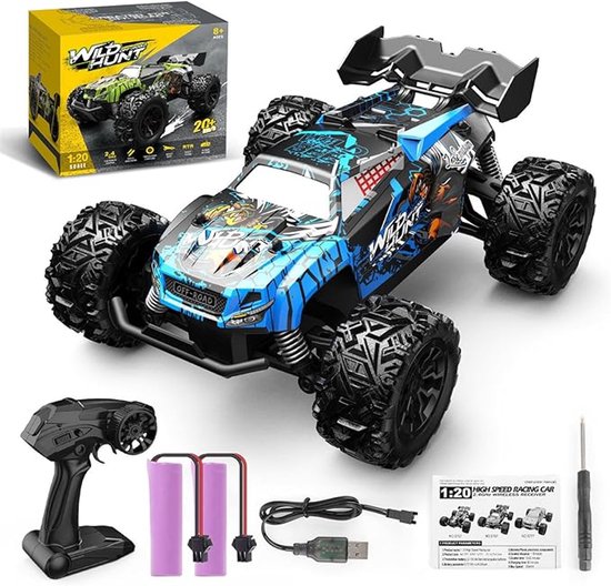 Bestuurbare RC Auto Offroad - Monstertruck Car - Afstandbestuurbaar Race Drift Car - 1:20 Schaal - 20 km/h - 15 min Rijtijd - 2.4G Afstandsbediening - 4WD Off-Road Monster Truck - Blauw