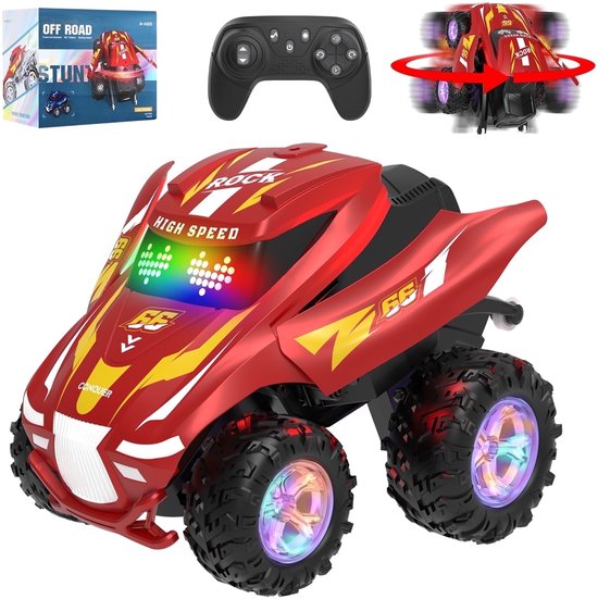 Bestuurbare RC Auto - Lopende en dansende Rc-auto - Rc-auto met kleurrijke lichtspray - All Terrain Drift Stunt Auto met 360° Draaien - muzikale Rc-auto - stunt Rc-auto - Rood